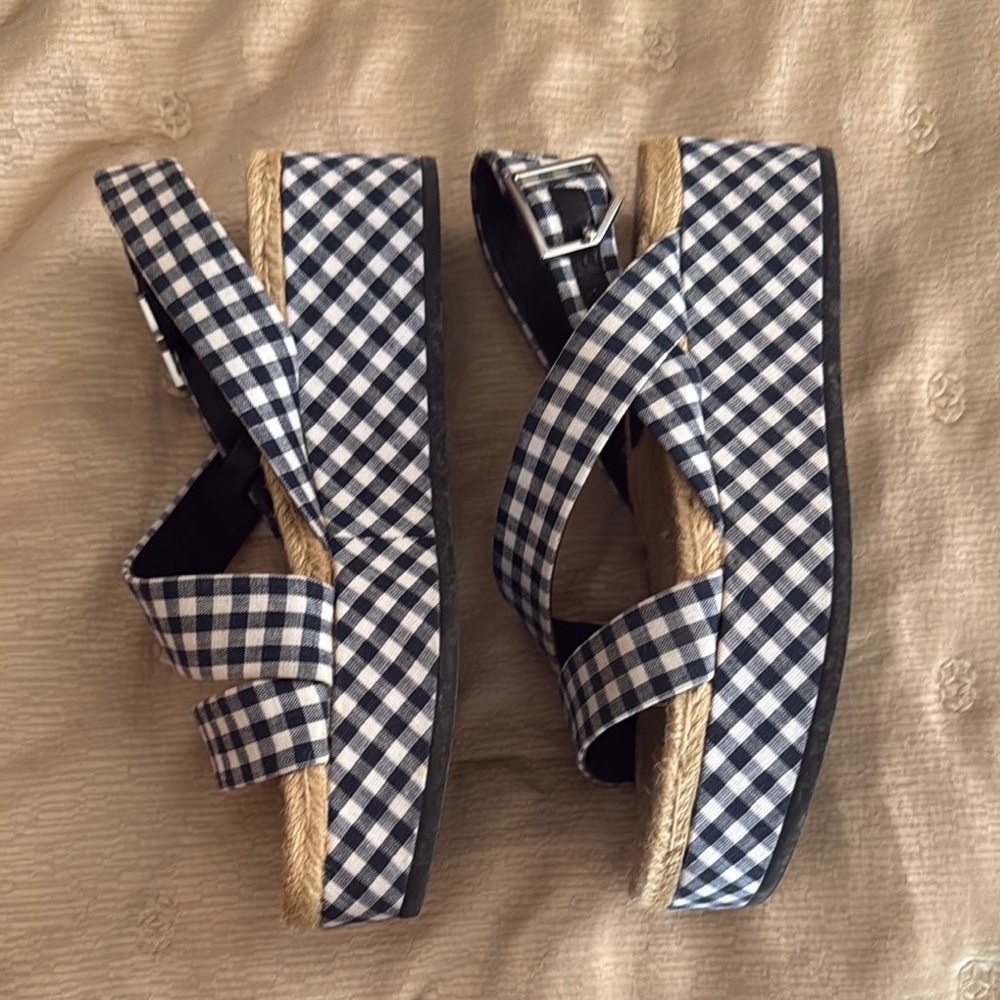 Rag & Bone Gingham Espadrille Platform Sandals - Picture 3 of 11